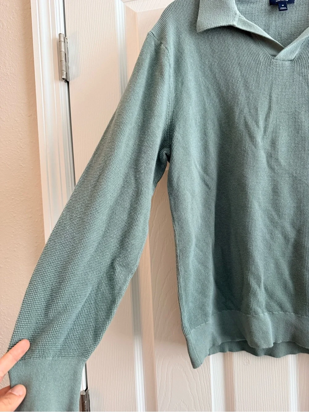 J. Crew Men’s Sage Green V‑Neck Polo Sweater